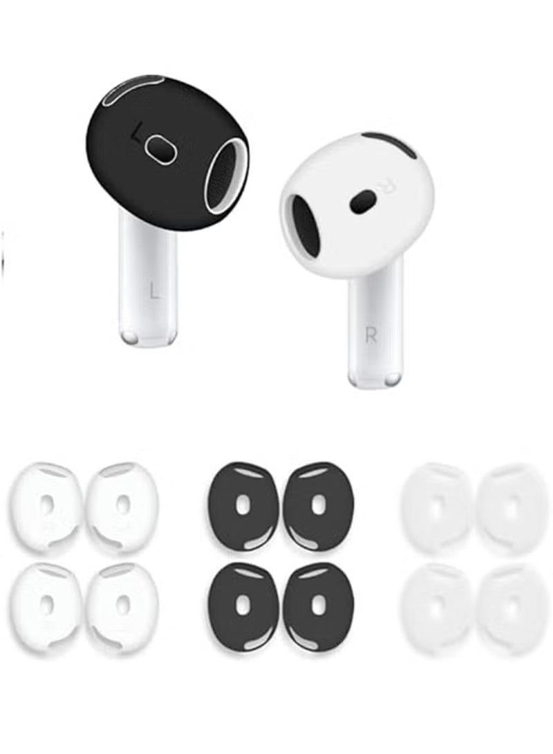 3 Pairs Cover for AirPods 4 Anti Scratches Add Grip Sport Ear Tips Compatible with AirPods 4th Generation (White，Black and Clear) - Image 1